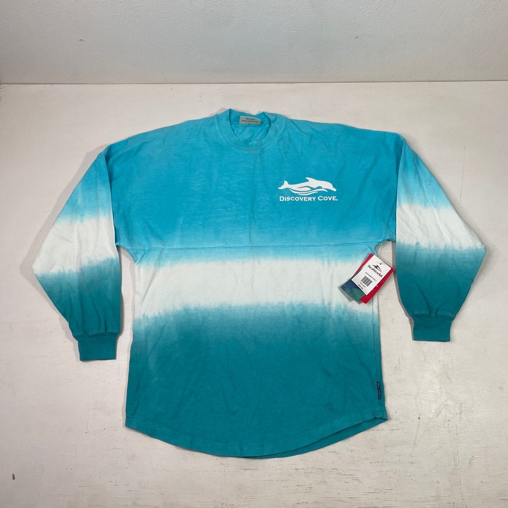 Spirit Jersey Discovery Cove SeaWorld Shirt XS NWT Ombre Blue Teal Long Sleeve